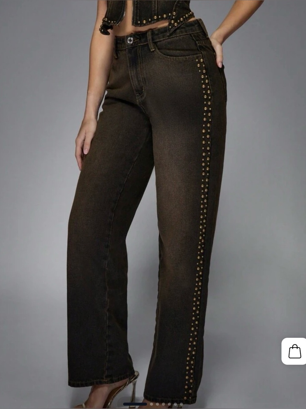 Missguided Faded Side Stud Low Rise Loose Straight Jeans